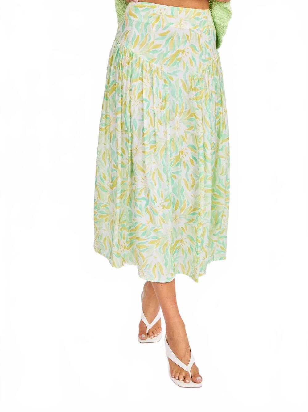NEW SAGE THE LABEL seaglass midi skirt in green